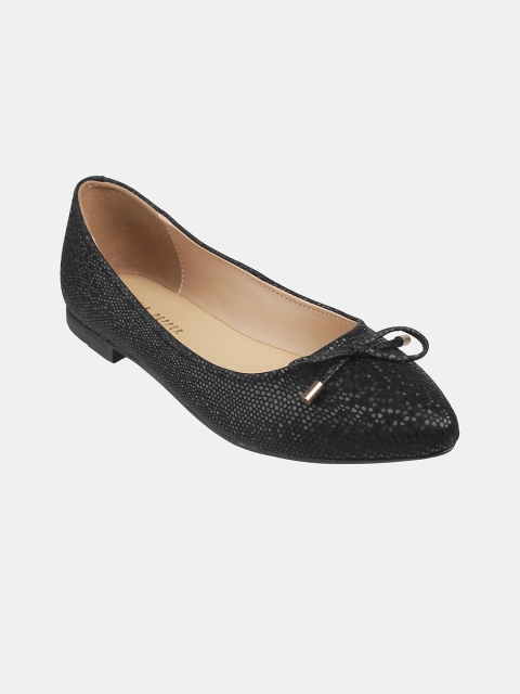 

LEMON & PEPPER Women Black Textured Ballerinas Flats