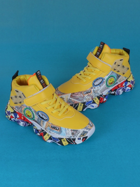 

FEETWELL SHOES Kids Yellow Printed Sneakers