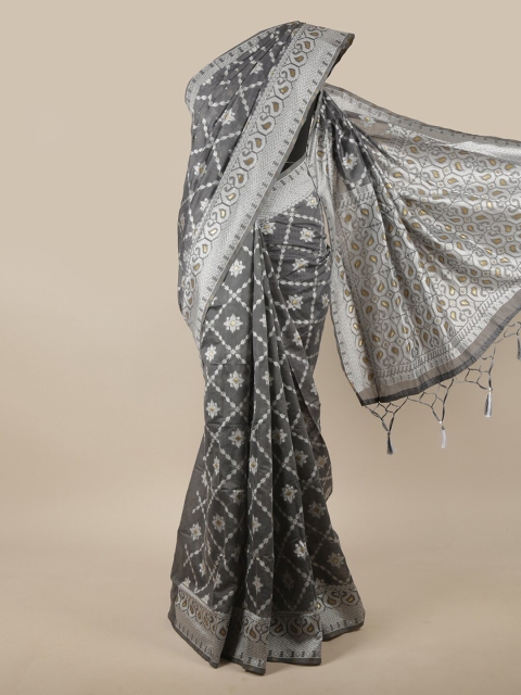 

Pothys Grey Woven Design Jute Silk Saree