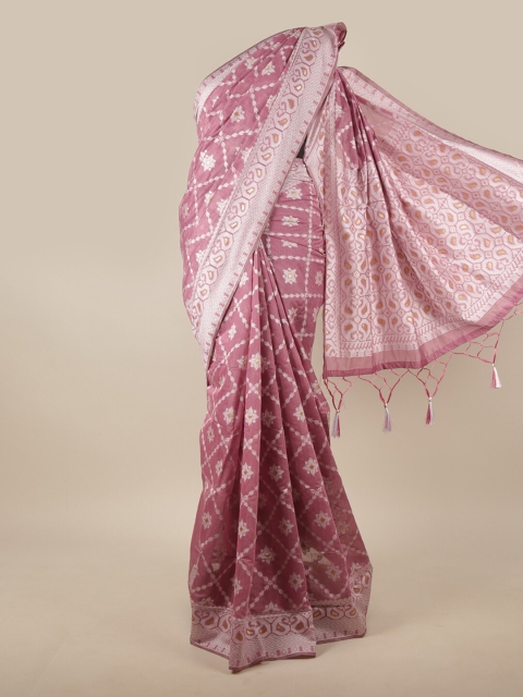

Pothys Pink & White Jute Silk Saree