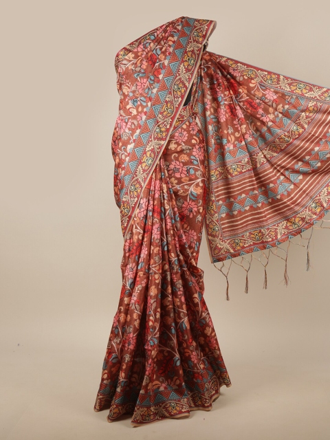 

Pothys Rust & Pink Kalamkari Jute Silk Saree