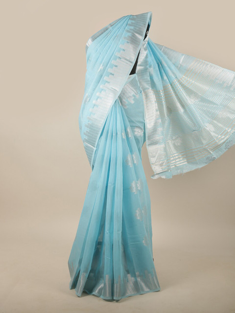 

Pothys Blue Woven Design Jute Silk Saree
