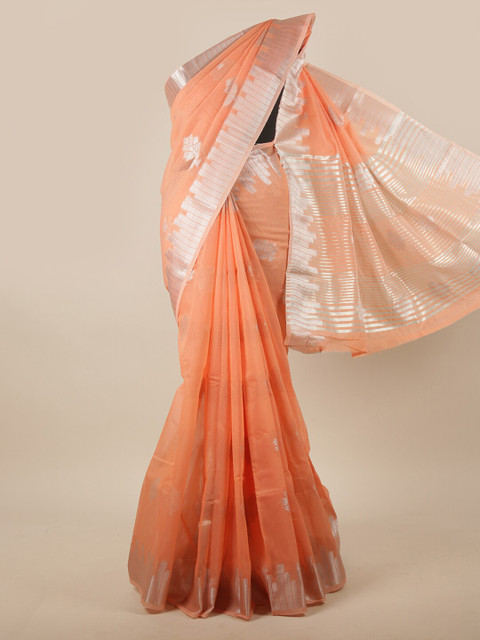 

Pothys Orange Woven Design Jute Silk Saree