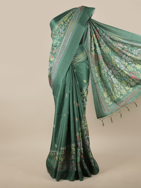 

Pothys Green & Yellow Ethnic Motifs Jute Silk Saree