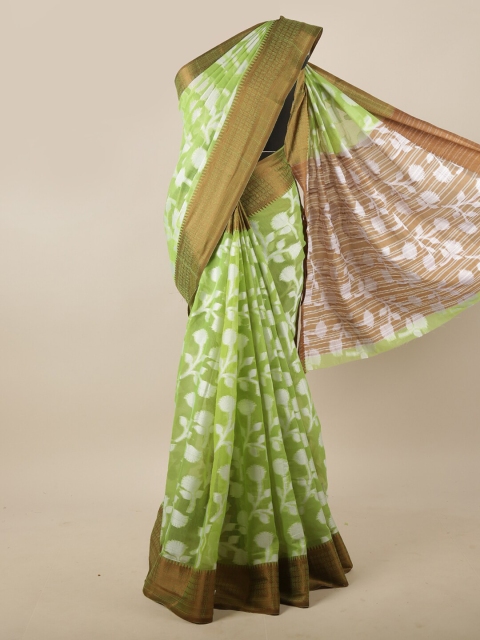 

Pothys Green & White Floral Zari Saree