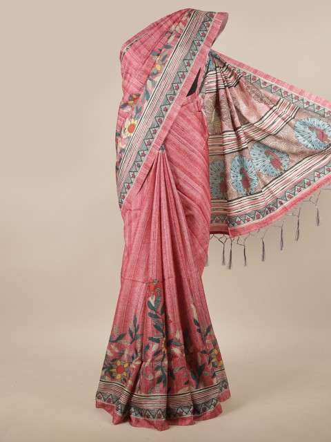 

Pothys Pink & Blue Ethnic Motifs Jute Silk Saree