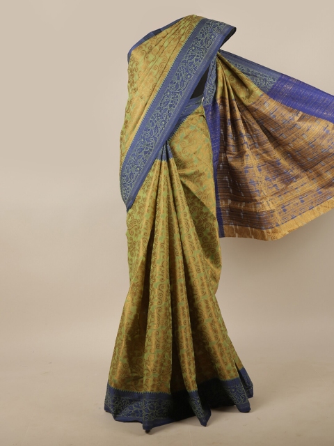 

Pothys Green & Blue Woven Design Zari Jute Silk Saree