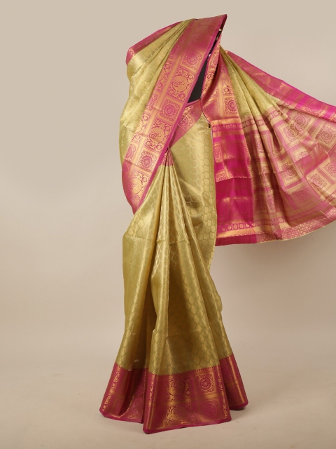 

Pothys Green & Pink Ethnic Motifs Zari Jute Silk Saree