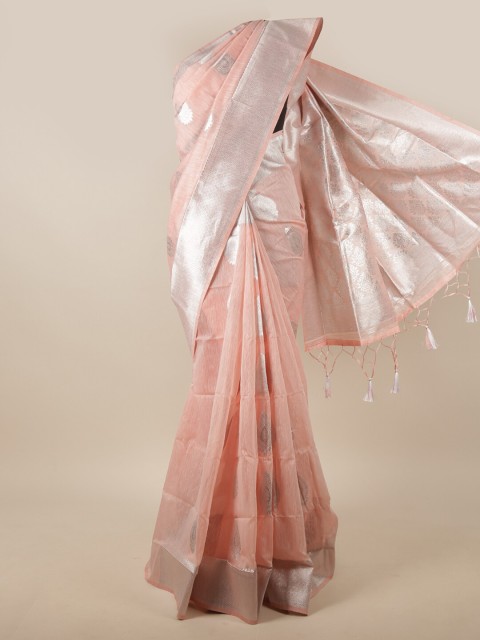 

Pothys Peach-Coloured Woven Design Jute Silk Saree