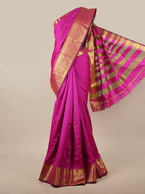 

Pothys Pink & Gold-Toned Ethnic Motifs Zari Jute Silk Saree