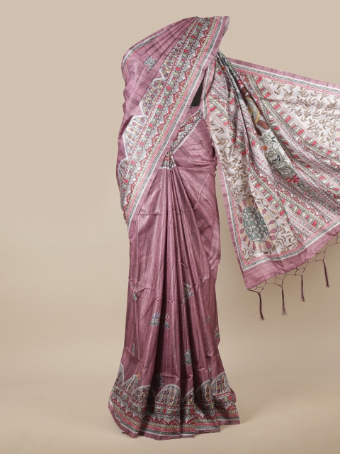 

Pothys Mauve & White Ethnic Motifs Saree