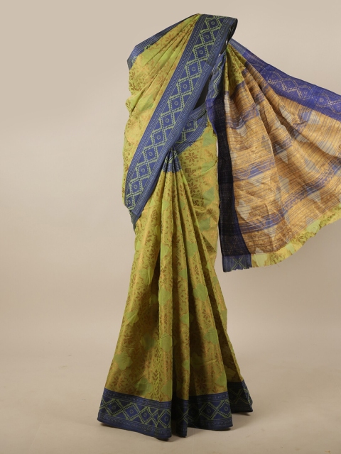 

Pothys Green & Blue Floral Jute Silk Saree