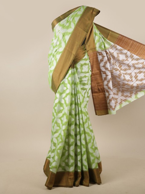 

Pothys Green & White Woven Design Zari Saree