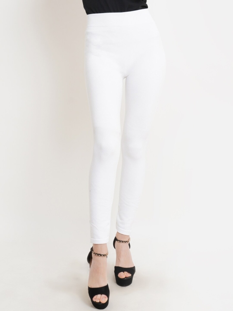 

Purple State Women White Solid Woolen Legging