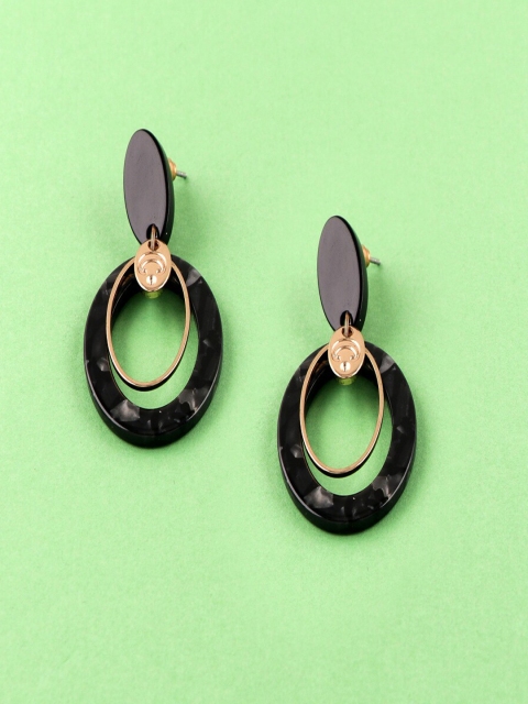 

Jewelz Black & Gold-Toned Contemporary Drop Earrings