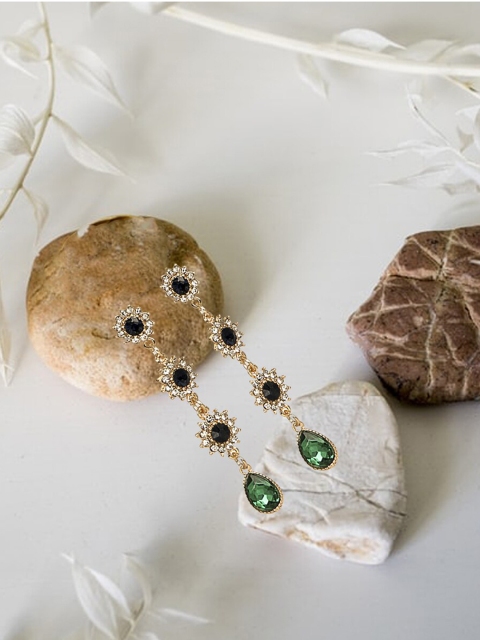 

Jewelz Gold-Toned & White Contemporary Drop Earrings