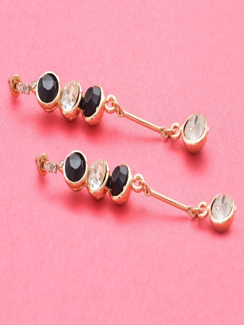 

Jewelz Gold-Toned Stone Studded Contemporary Drop Earrings, Multi