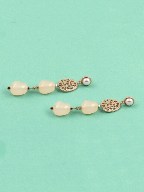 

Jewelz Gold-Toned & Off White Contemporary Drop Earrings