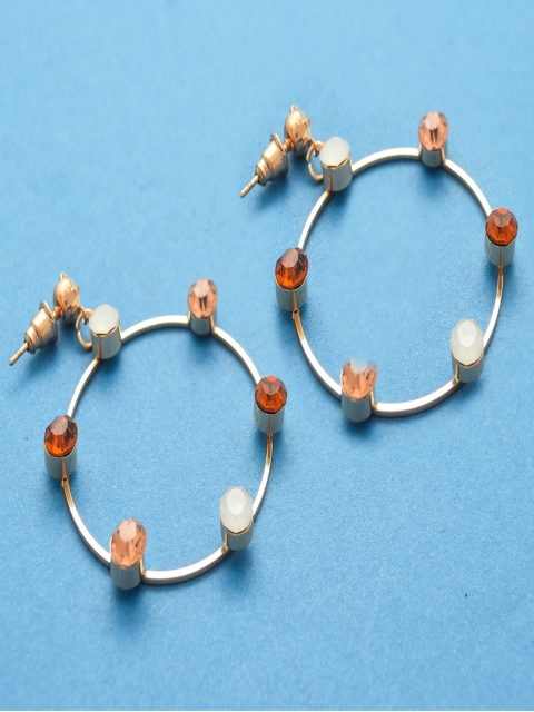 

Jewelz Gold-Plated & White Circular Hoop Earrings
