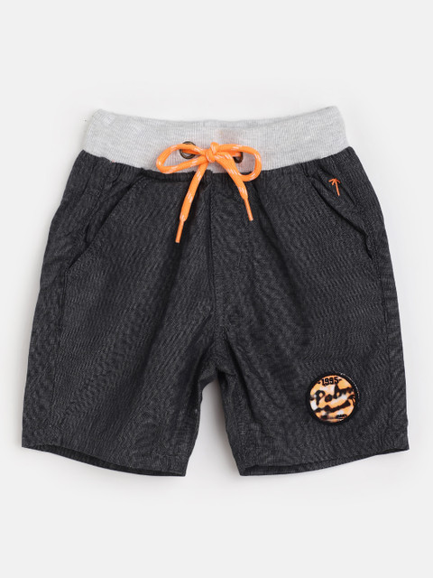 

Palm Tree Boys Charcoal Grey Solid Cotton Shorts