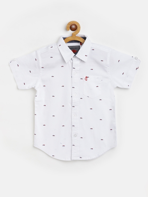 

Gini and Jony Boys White & Blue Pure Cotton Sneakers Print Casual Shirt