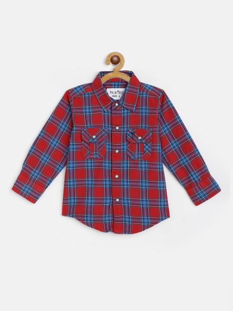 

Palm Tree Boys Red & Blue Pure Cotton Tartan Checked Casual Shirt