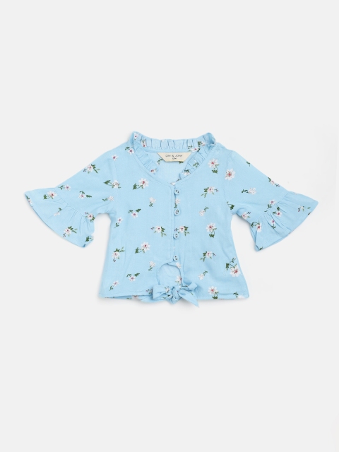 

Gini and Jony Blue & White Floral Print Top with Knot Detail