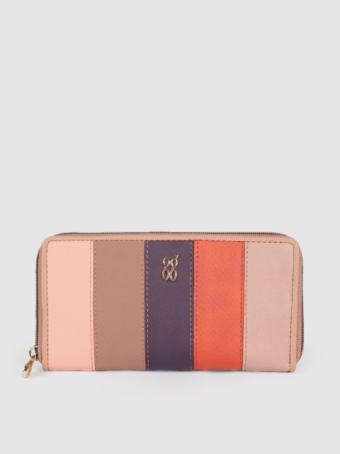 

Baggit Women Pink & Orange Colourblocked Zip Around Wallet