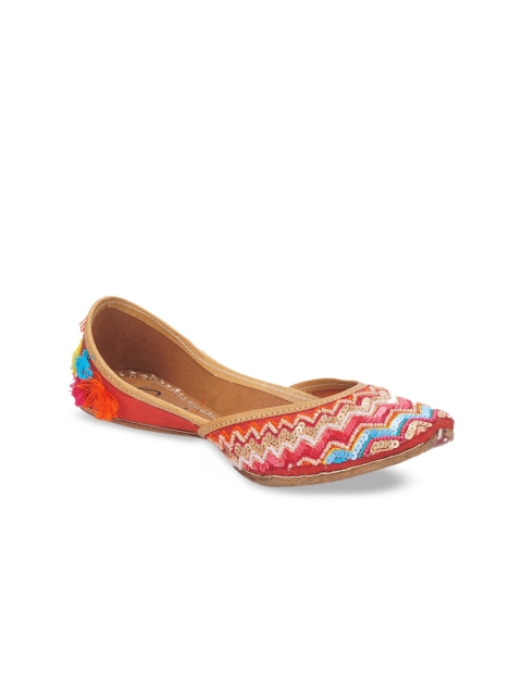 

The Desi Dulhan Women Maroon Embroidered Mojaris Flats