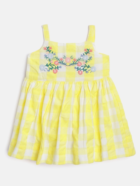

Gini and Jony Infant Girls Yellow & White Checked Fit & Flare Dress