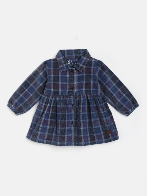 

Gini and Jony Navy Blue & Purple Checked Corduroy Shirt Dress