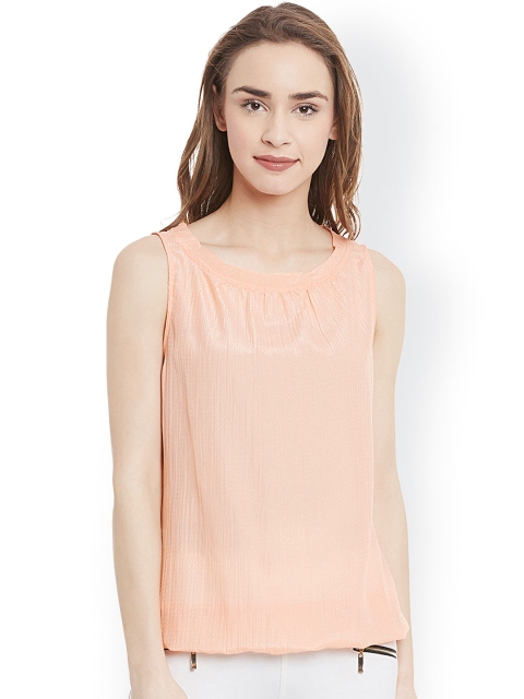 

Latin Quarters Women Peach-Coloured Self-design Top