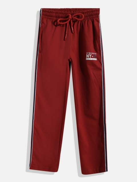 

Monte Carlo Boys Maroon Solid Cotton Track Pants