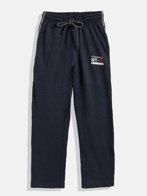 

Monte Carlo Boys Navy Blue Printed Detail Track Pants with Side Stripes