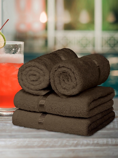 

Story@home Set of 4 Brown Striped 450GSM Pure Cotton Hand Towels