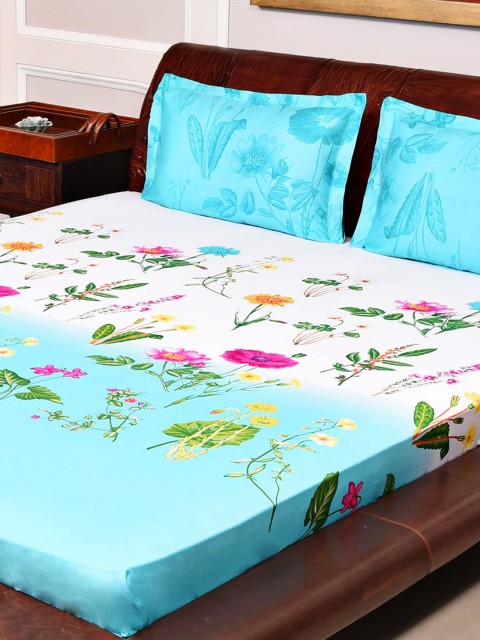 

Portico New York White & Blue 210 TC Fine Cotton Double Bedsheet with 2 Pillow Covers