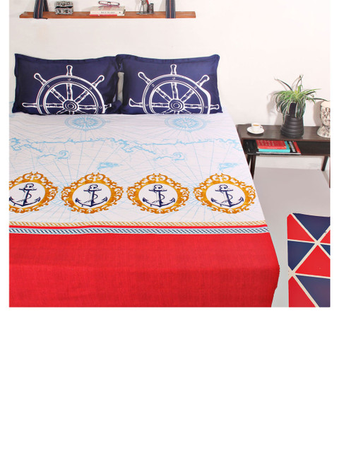 

Portico New York Multicoloured 210 TC Cotton Double Bedsheet with 2 Pillow Covers, Multi