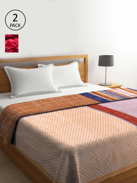 

KLOTTHE Pack Of 2 Printed Heavy Winter 850 GSM Double Bed Blanket, Grey