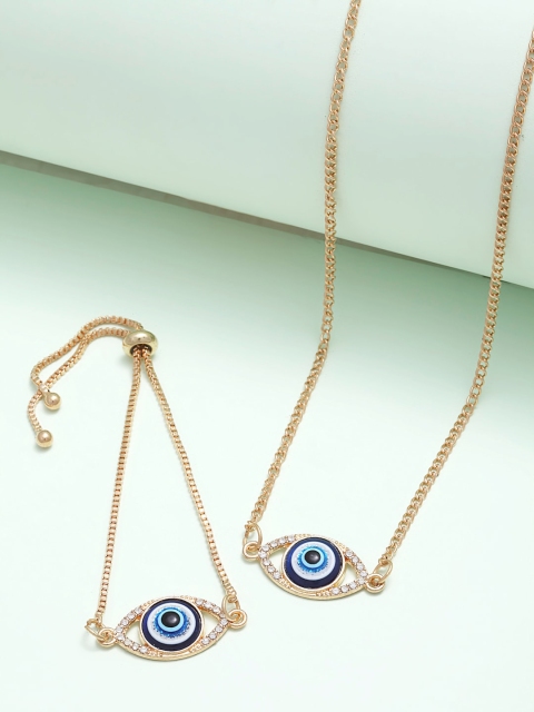 

Ferosh Gold-Toned & Blue Crystal Evil Eye Jewel Set