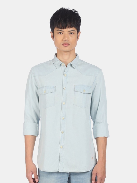 

Aeropostale Men Blue Pure Cotton Casual Shirt