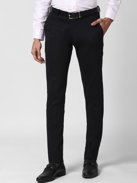 

Peter England Elite Men Black Checked Slim Fit Trousers
