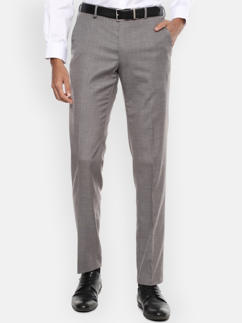 

Van Heusen Men Grey Textured Slim Fit Trousers