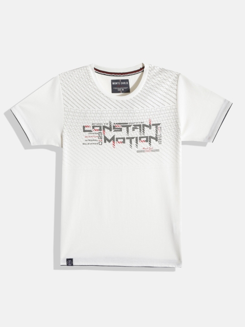 

Monte Carlo Boys Off White & Grey Geometric Printed T-shirt