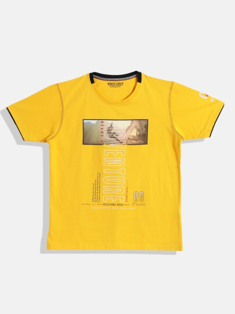 

Monte Carlo Boys Yellow & White Printed Cotton T-shirt