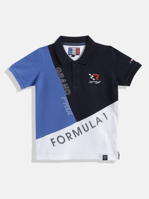 

Monte Carlo Boys Blue & White Colourblocked Cotton Polo Collar T-shirt