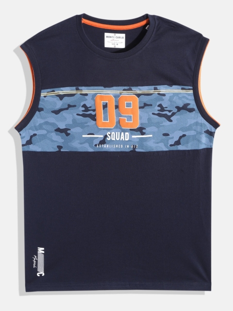

Monte Carlo Boys Blue Camouflage Print Pure Cotton T-shirt