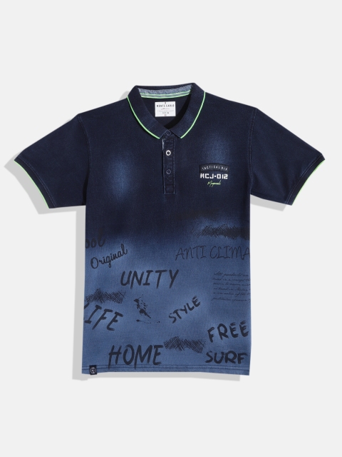 

Monte Carlo Boys Blue Typography Printed Polo Collar T-shirt