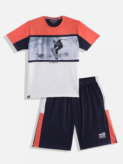 

Monte Carlo Boys Grey Melange & Orange Colourblocked Clothing Set