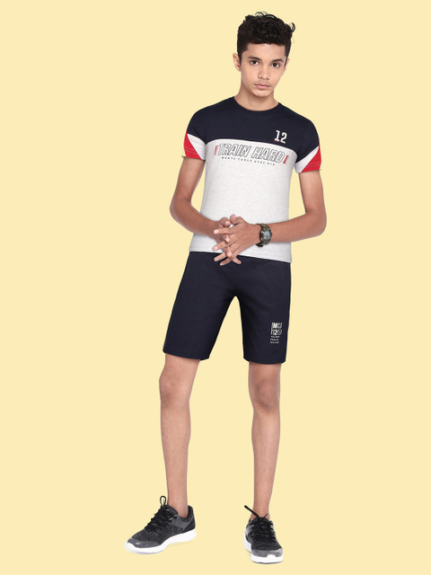 

Monte Carlo Boys Grey & Navy Blue Colourblocked T-shirt with Shorts