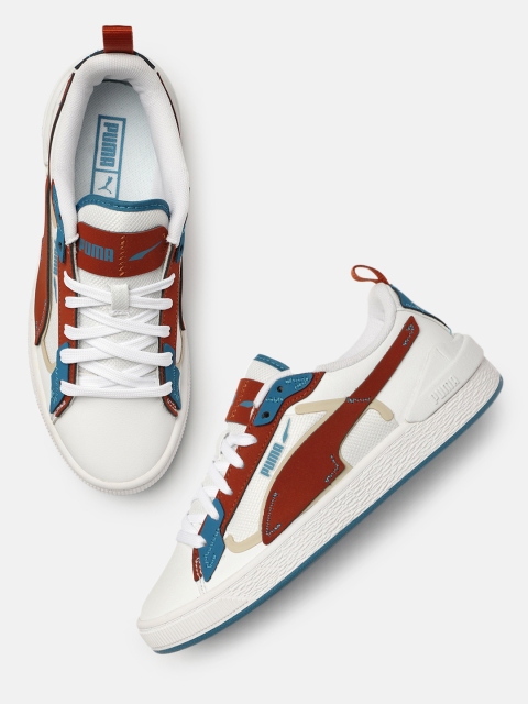 

Puma Unisex White Suede Bloc Patch Sneakers